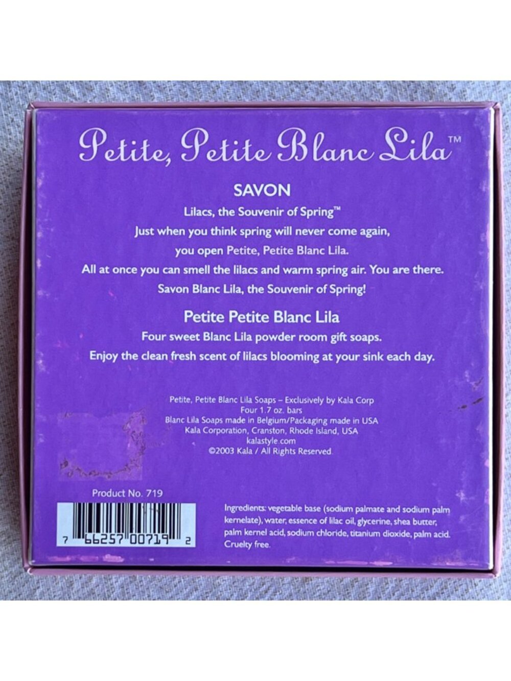 Petite Petite Blanc Lila Lilac Scented Soap Set Of Four 1.7 Oz Bars Gift Boxed - Picture 6 of 10